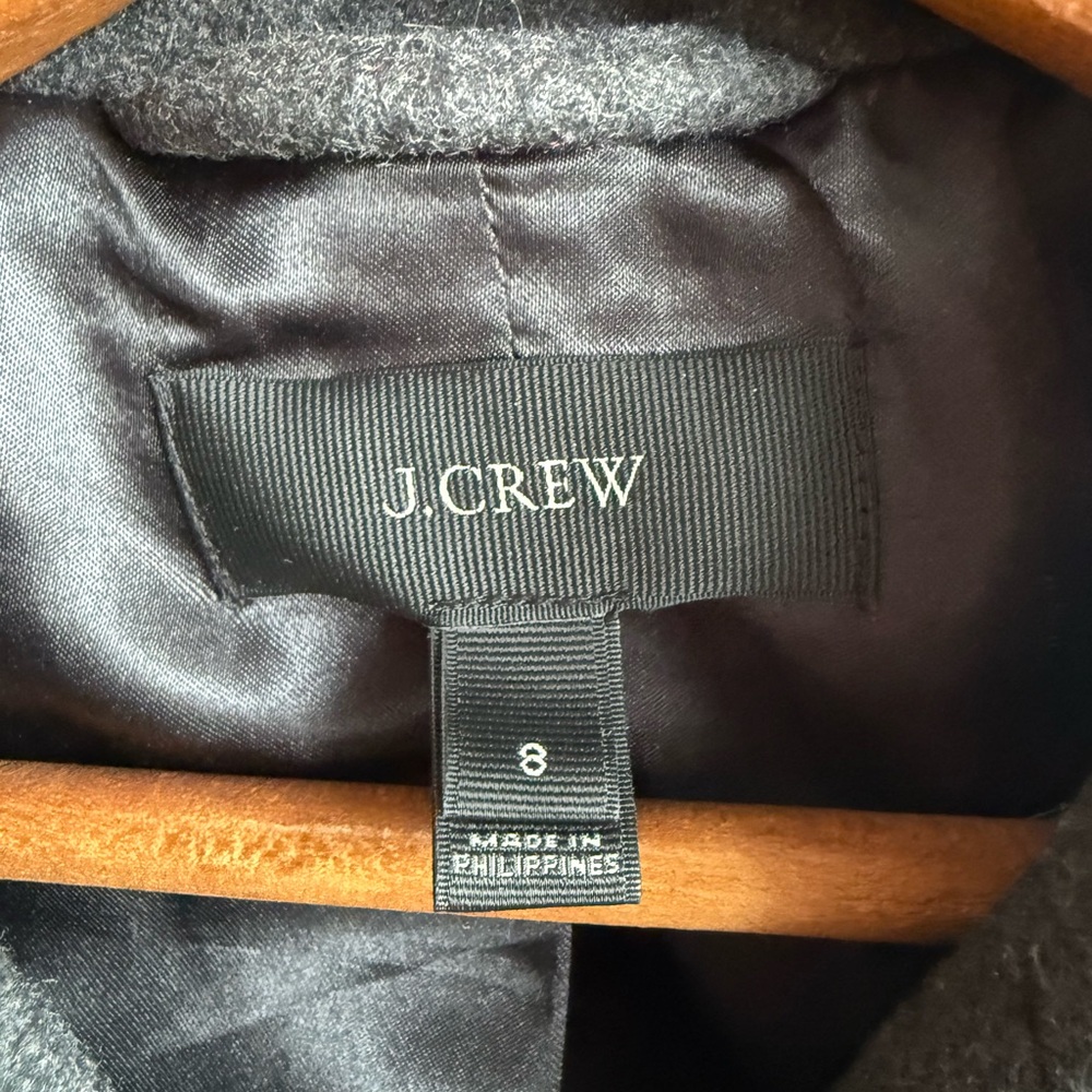 J. Crew Charcoal Wool Double-Breasted Pea Coat Bomber Jacket - Picture 6 of 8